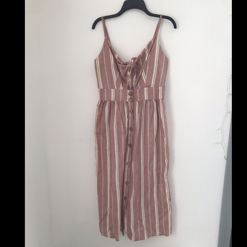 Pink striped midi dress